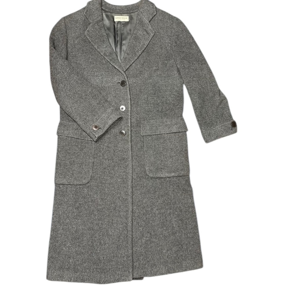 Giorgio Armani ~ Women’s Wool Mohair Alpaca Gray Trench Car Coat ~ Sz 8 ~ VTG - Picture 5 of 16
